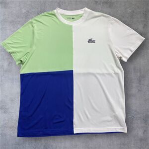 Lacoste Sport Athletic Performance White Blue Green Top Shirt Men's Size XXL